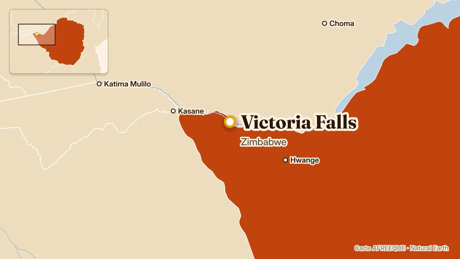 Carte : Victoria Falls, Zimbabwe