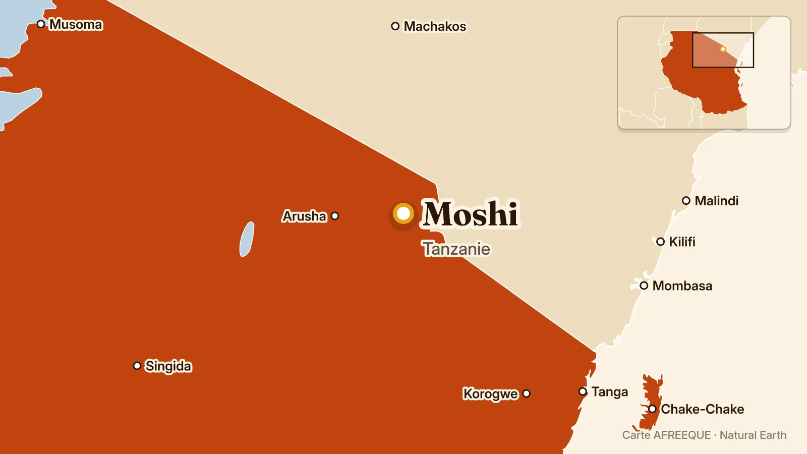 Carte : Moshi, Tanzanie