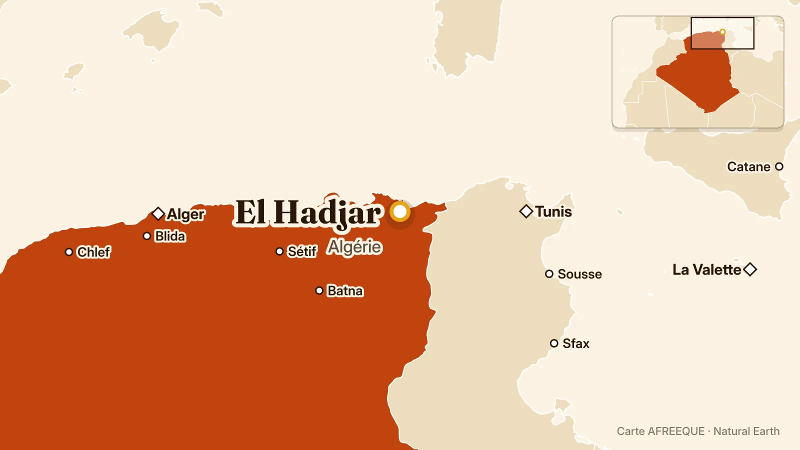 Carte : El Hadjar, Algérie