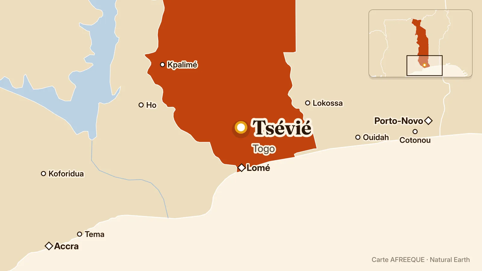 Map: Tsévié, Togo