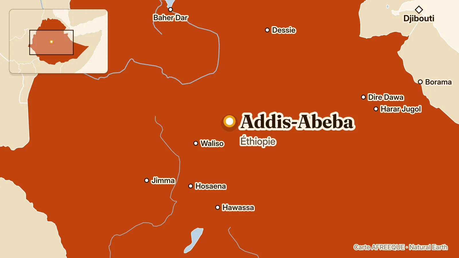 Carte : Addis-Abeba, Éthiopie