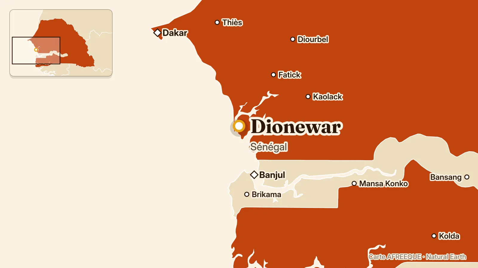 Carte : Dionewar, Sénégal