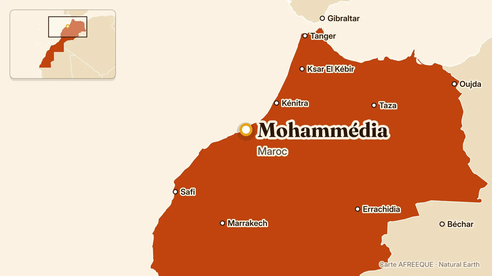 Carte : Mohammédia, Maroc