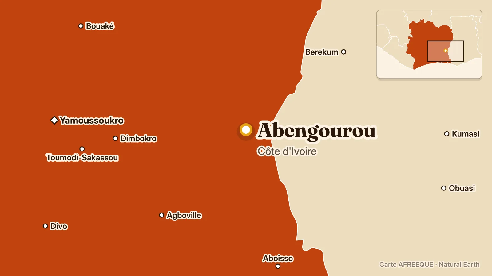 Carte : Abengourou, Côte d'Ivoire