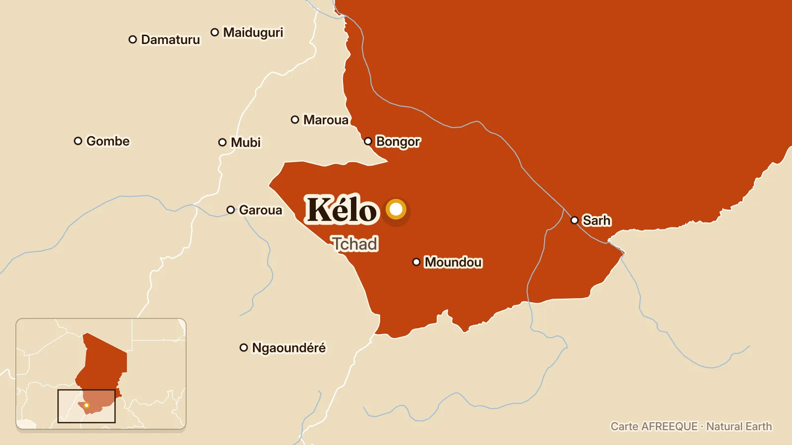 Carte : Kélo, Tchad