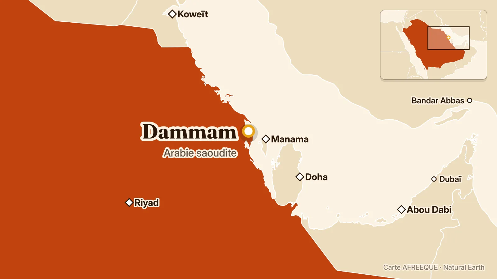 Map: Dammam, Arabie saoudite
