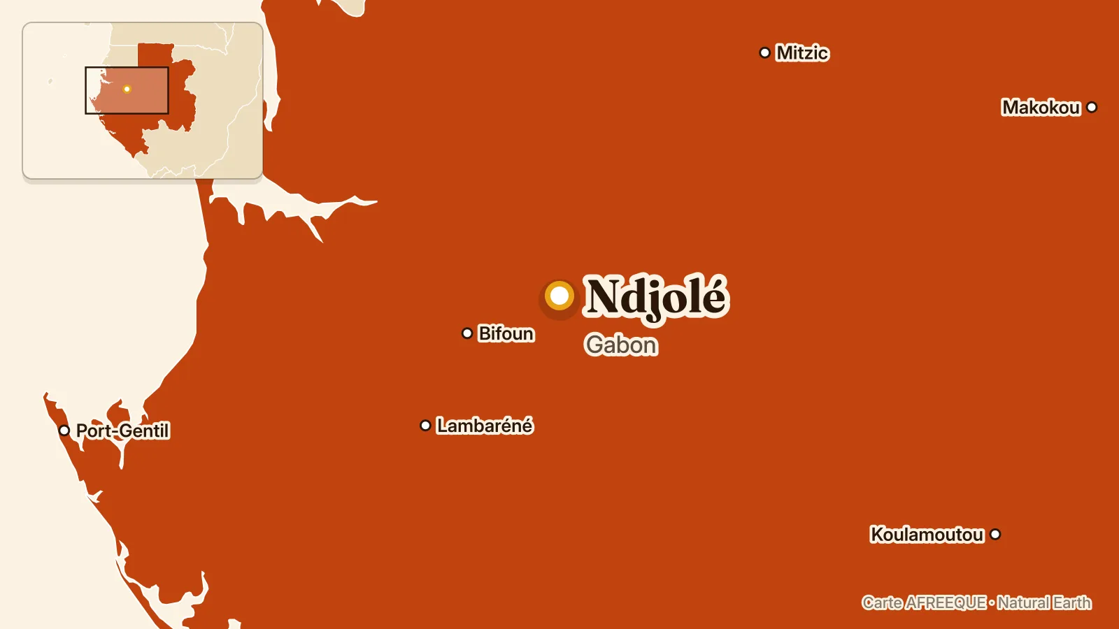 Carte : Ndjolé, Gabon
