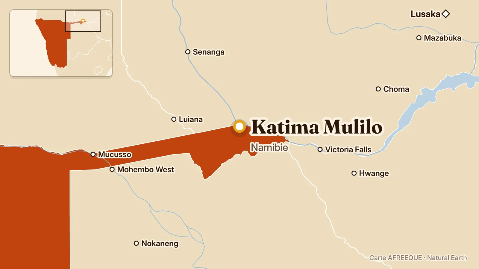 Carte : Katima Mulilo, Namibie