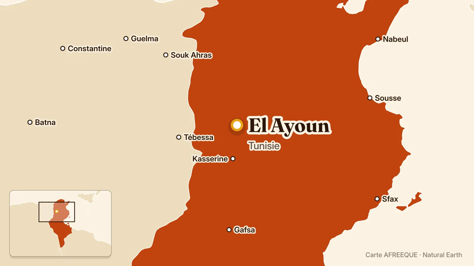 Carte : El Ayoun, Tunisie