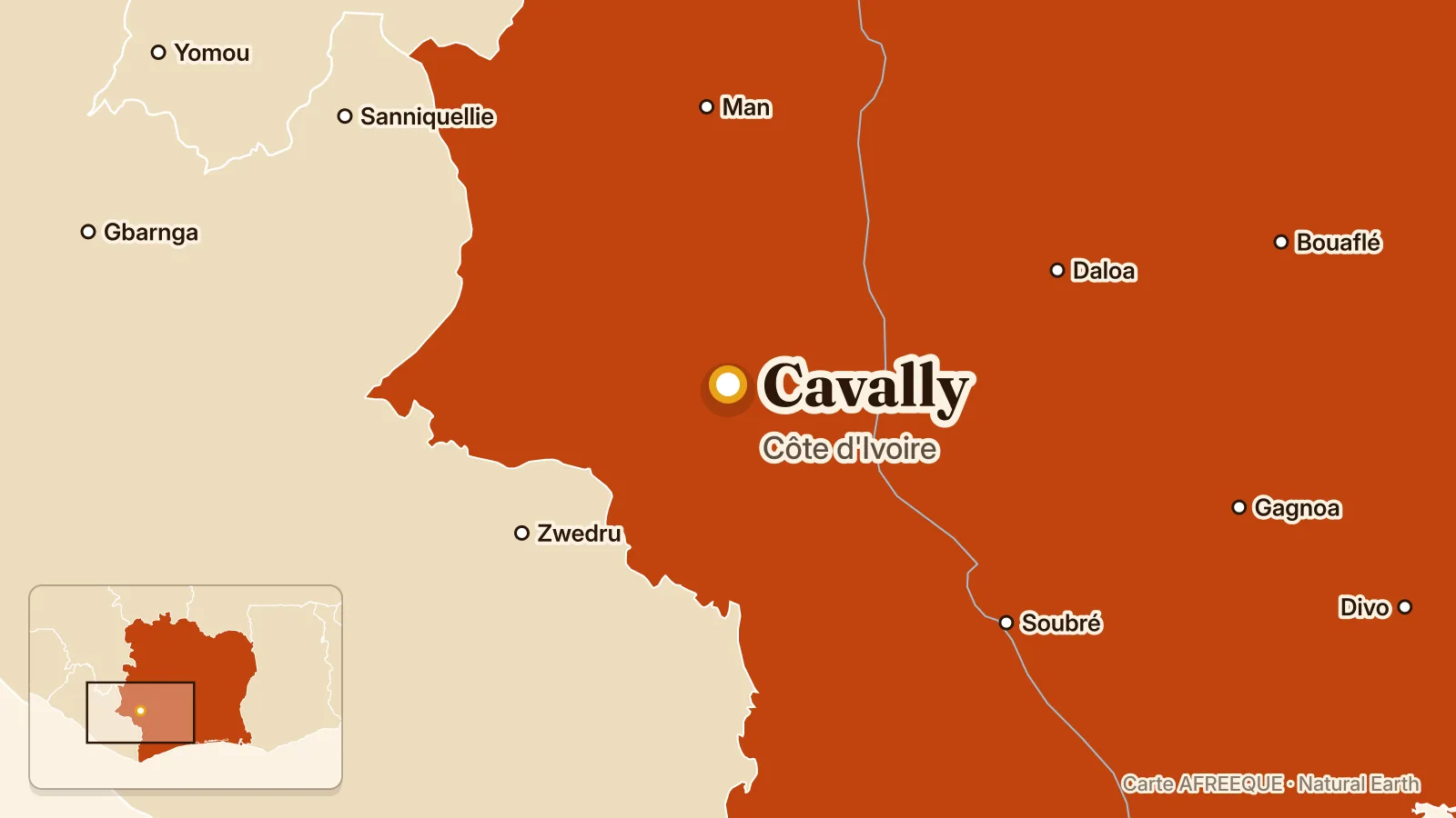 Carte : Cavally, Côte d'Ivoire