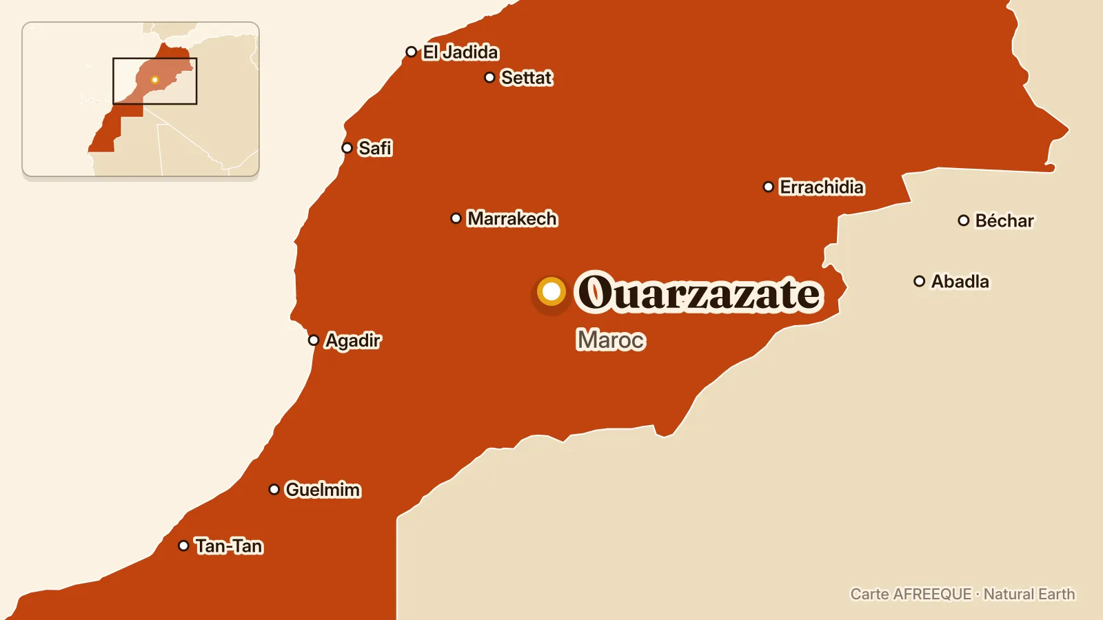 Carte : Ouarzazate, Maroc