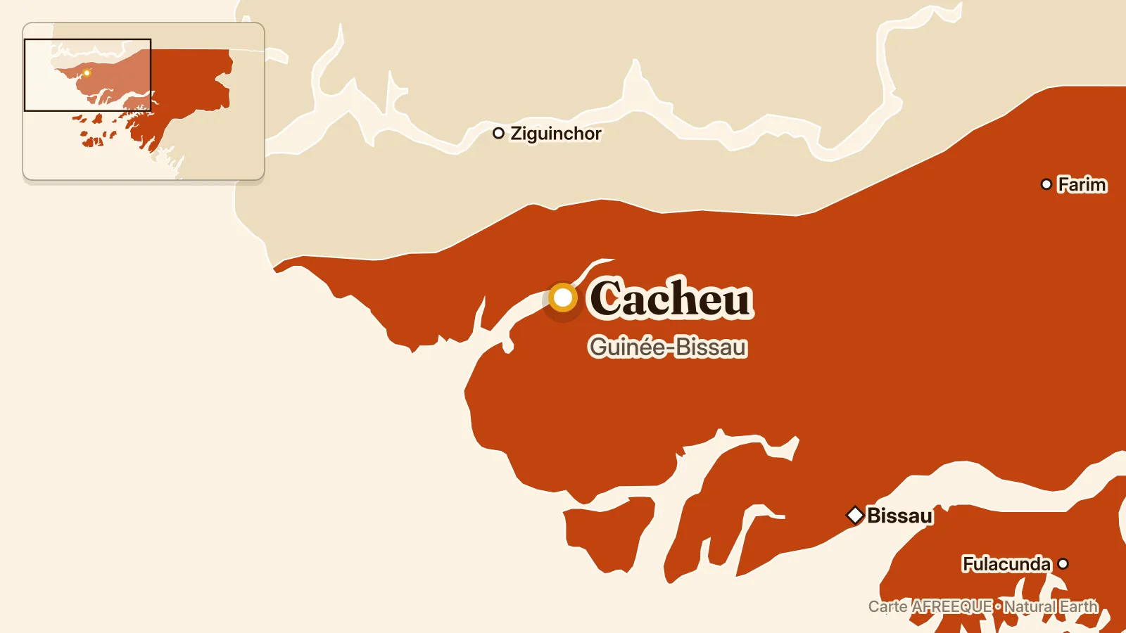 Carte : Cacheu, Guinée-Bissau