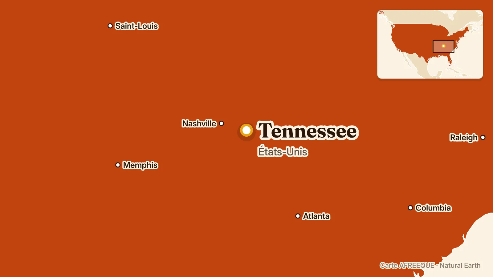 Carte : Tennessee, États-Unis