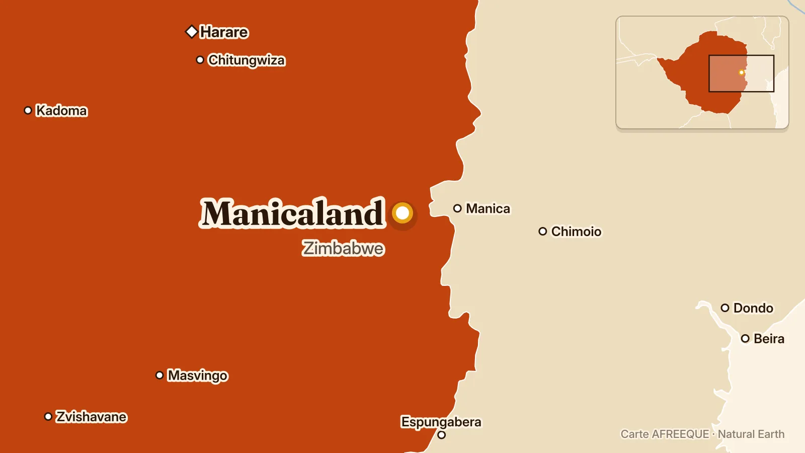 Carte : Manicaland, Zimbabwe