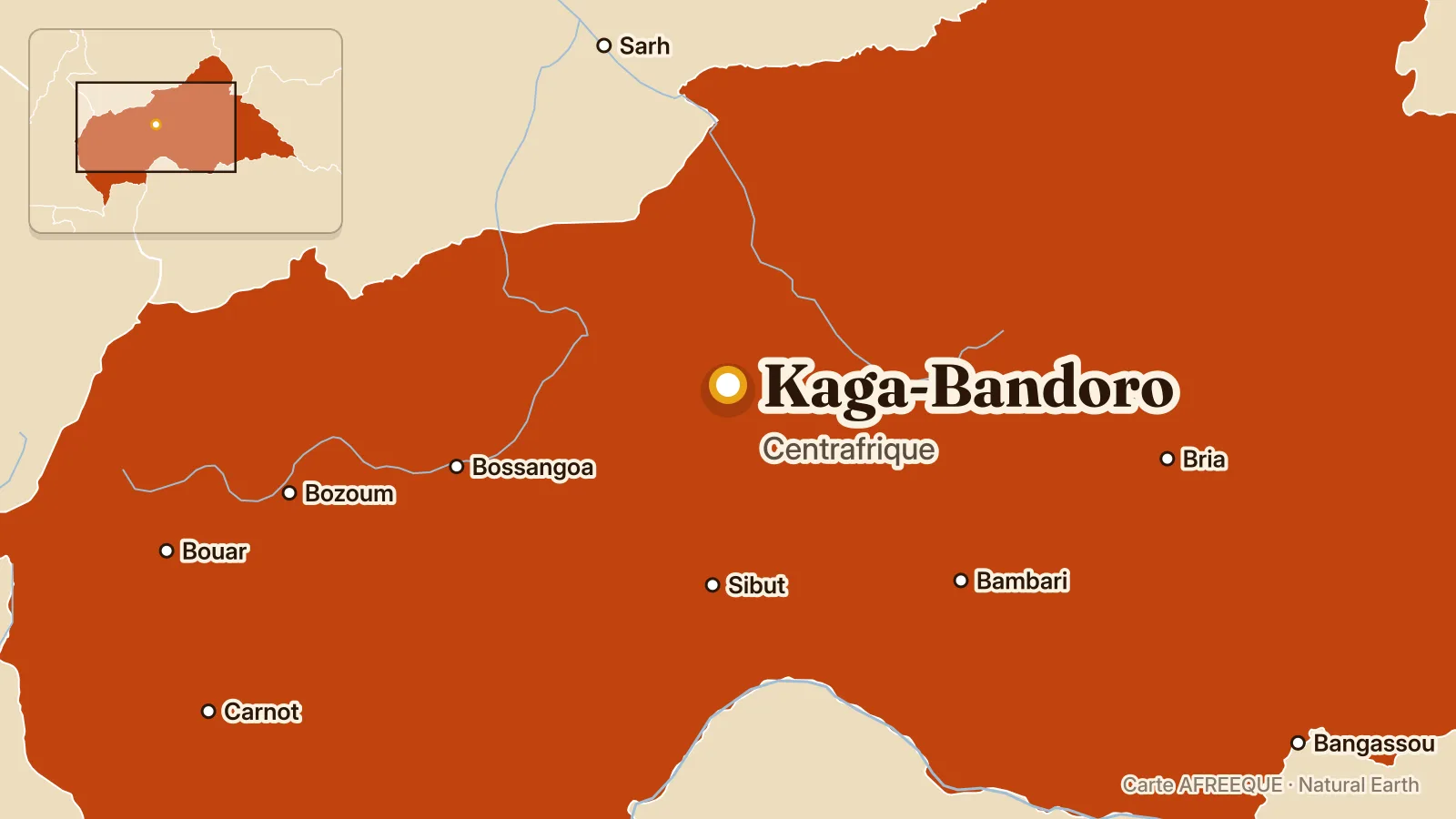 Carte : Kaga-Bandoro, Centrafrique