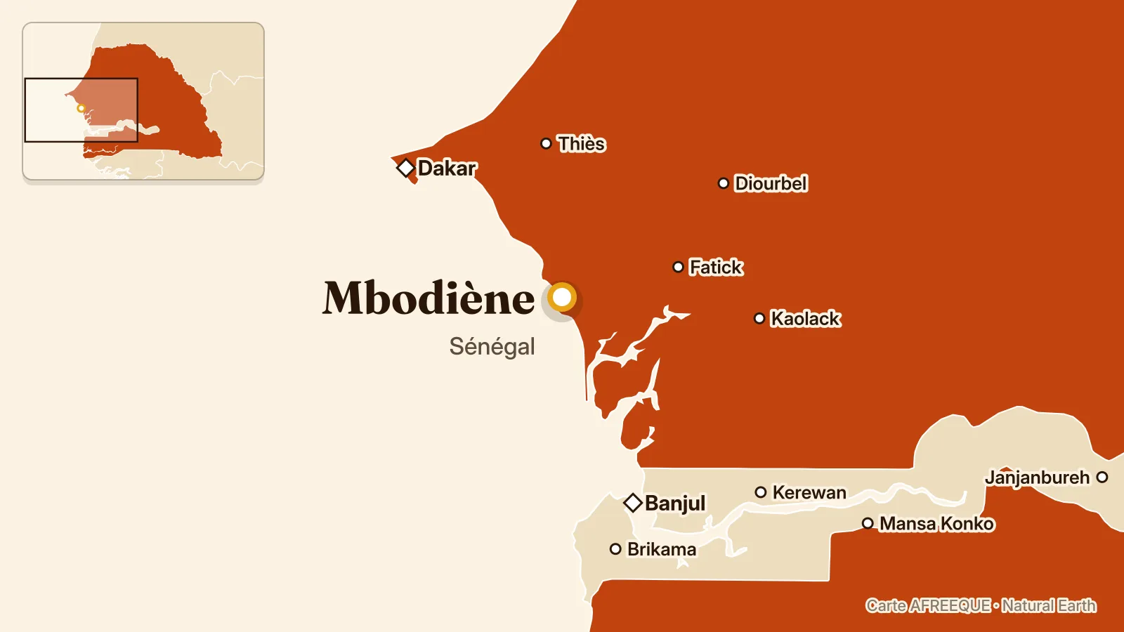 Carte : Mbodiène, Sénégal