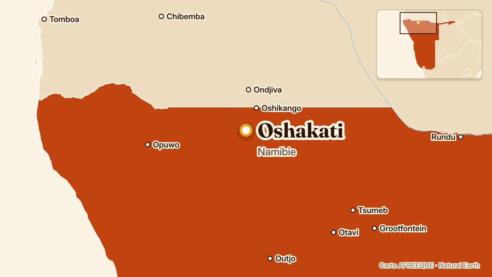 Carte : Oshakati, Namibie