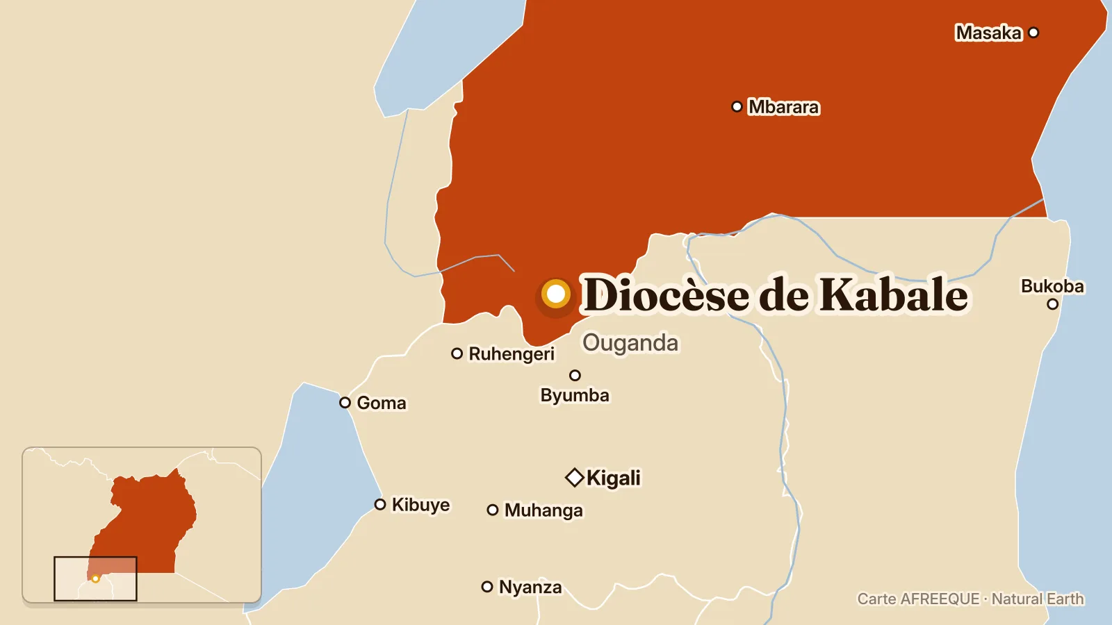 Carte : Diocèse de Kabale, Ouganda