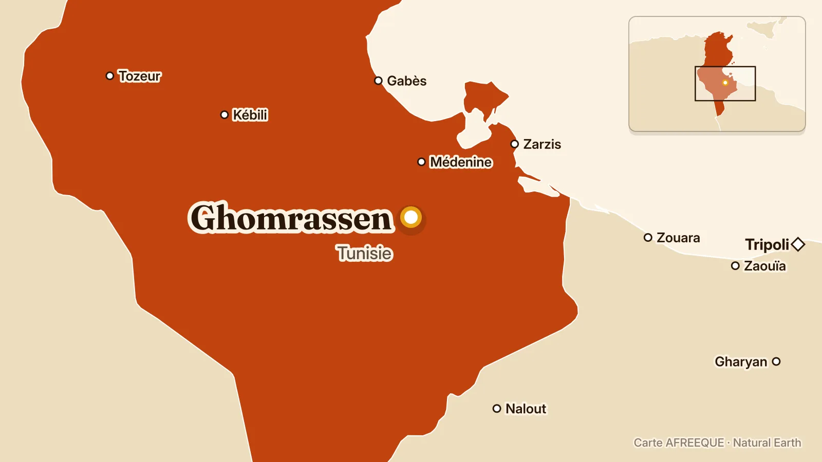 Carte : Ghomrassen, Tunisie