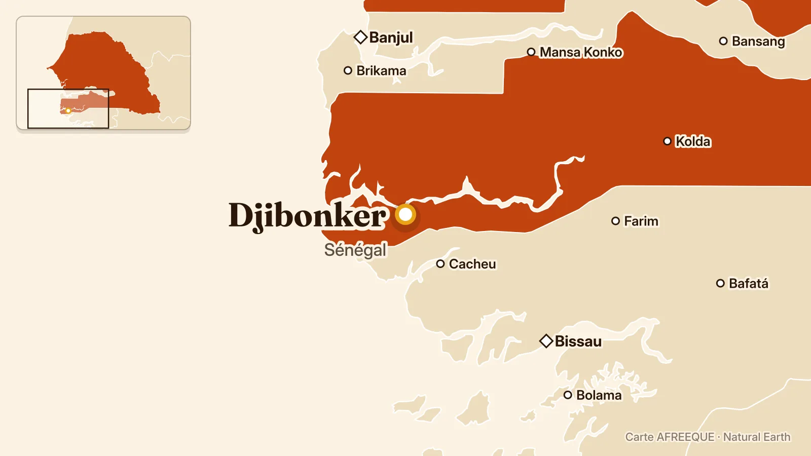 Carte : Djibonker, Sénégal