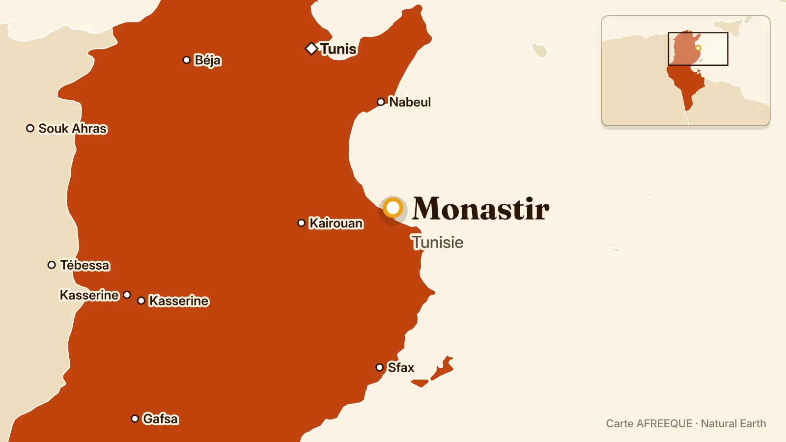Carte : Monastir, Tunisie