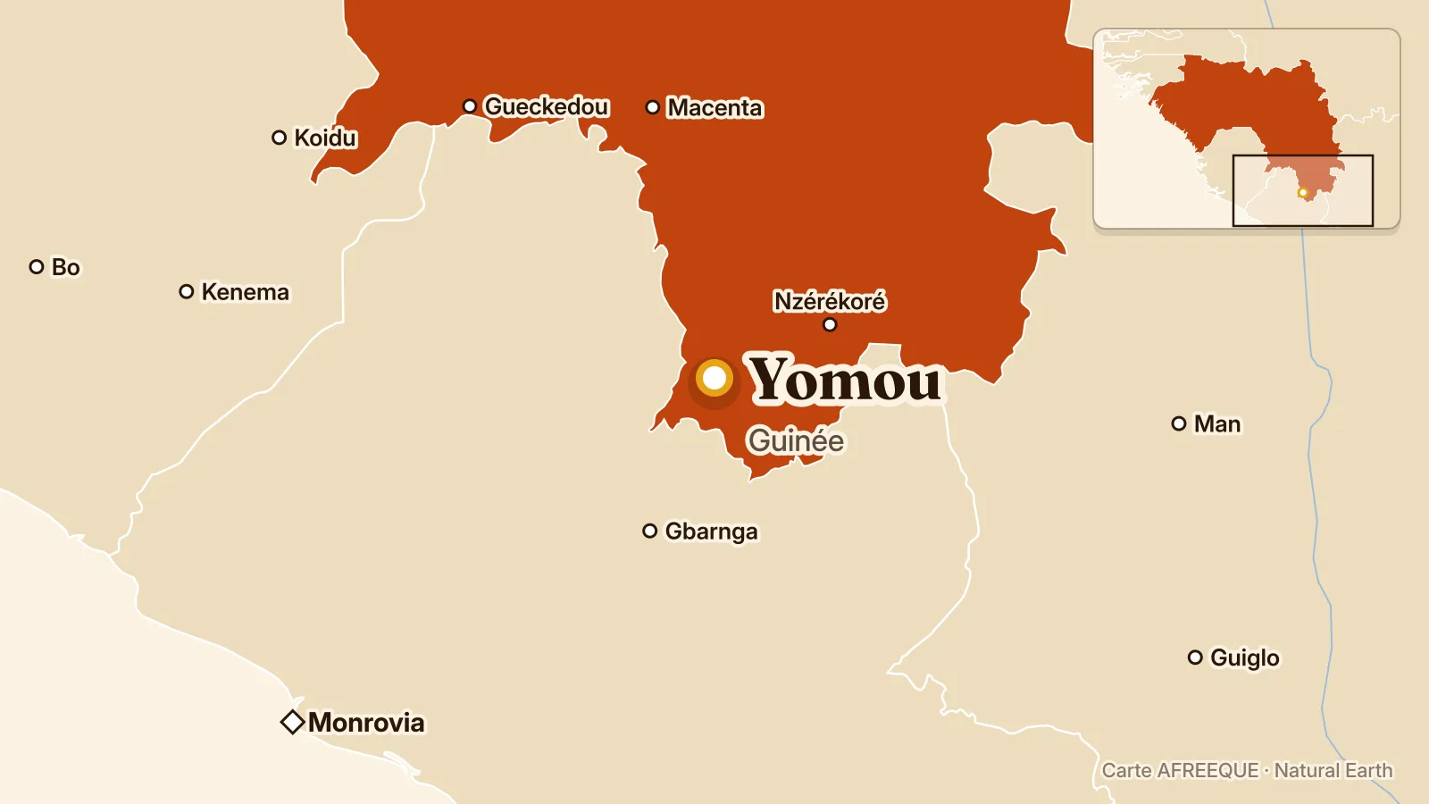 Carte : Yomou, Guinée