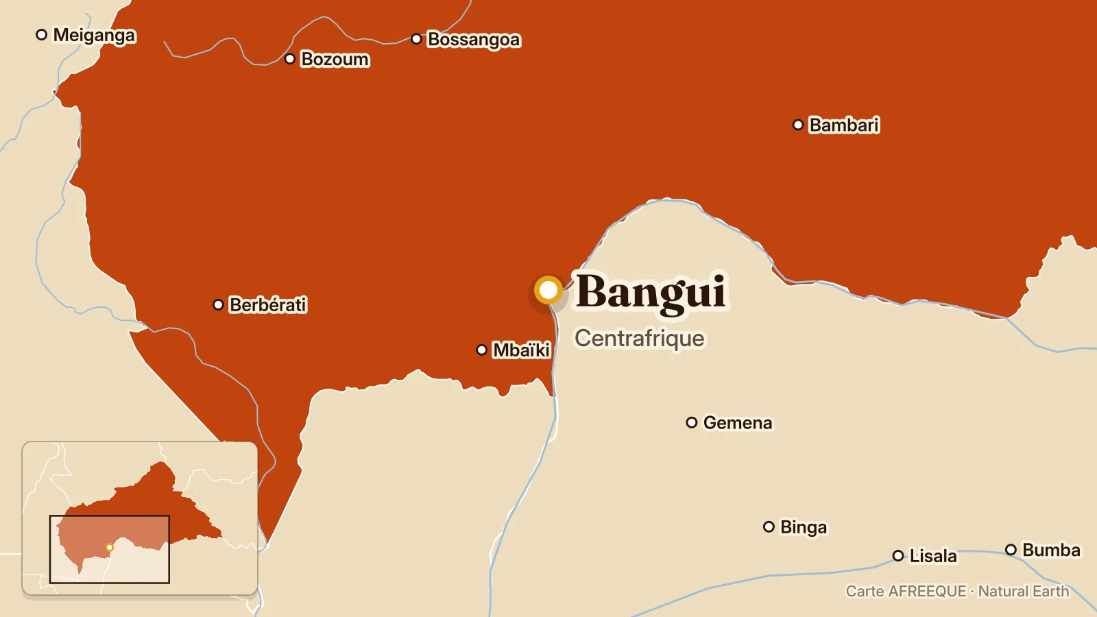 Carte : Bangui, Centrafrique
