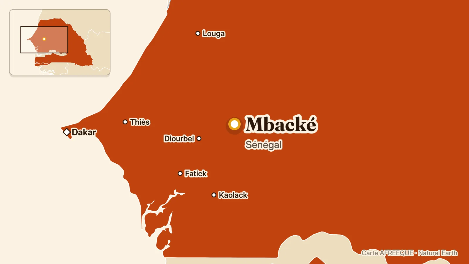 Carte : Mbacké, Sénégal