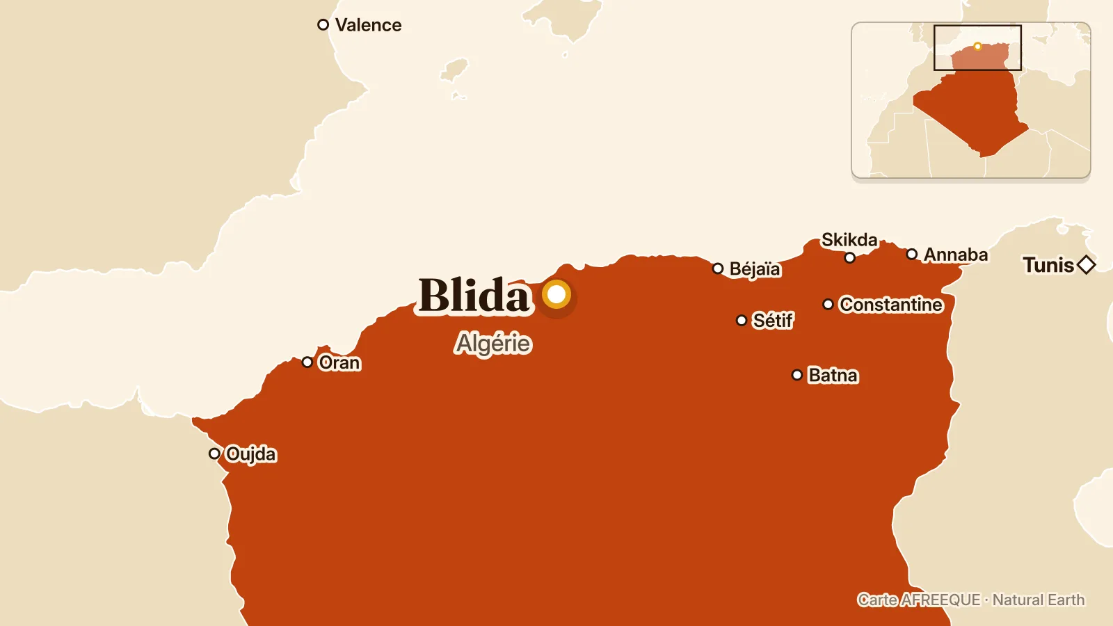 Carte : Blida, Algérie