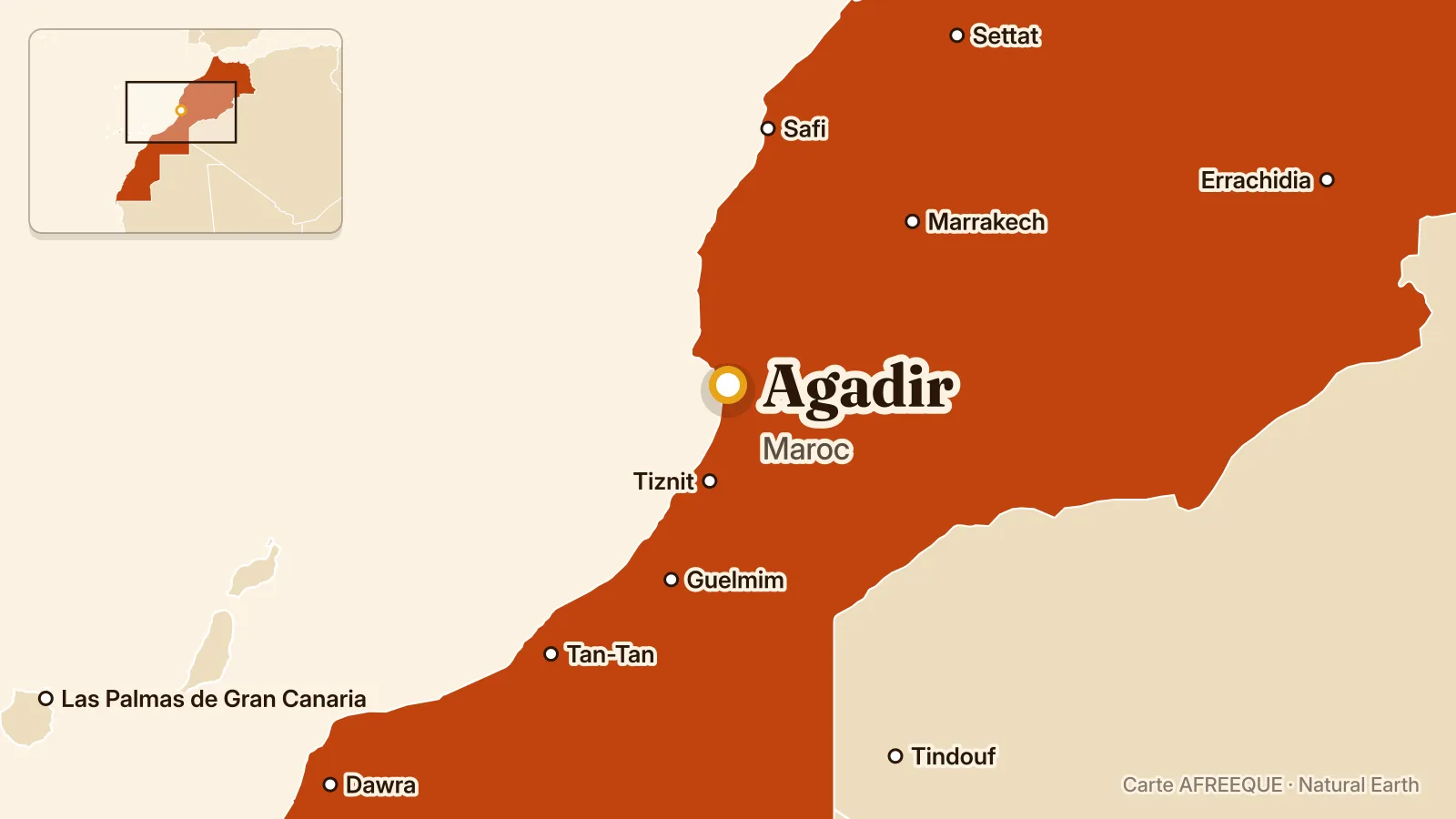 Carte : Agadir, Maroc