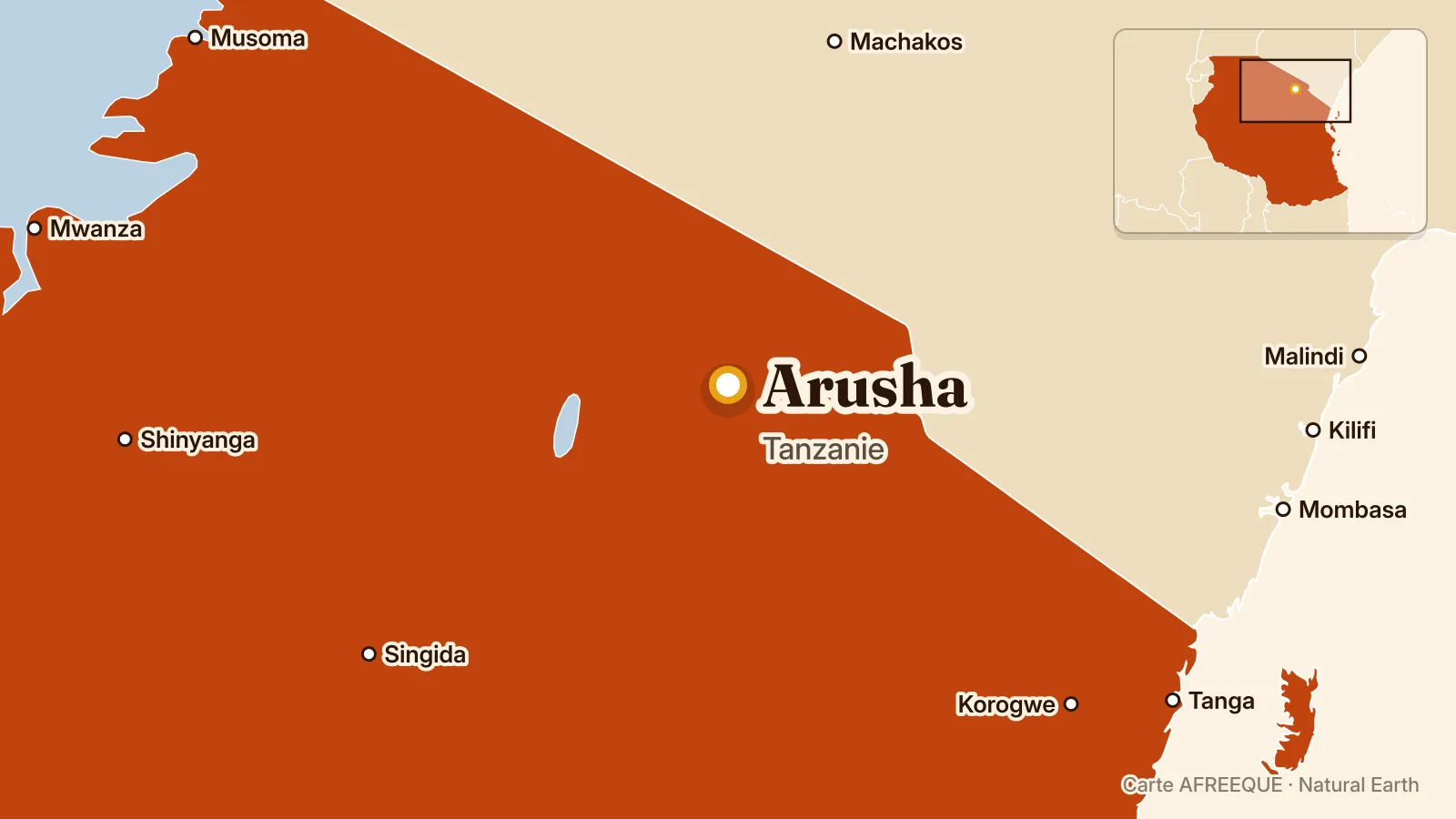 Carte : Arusha, Tanzanie