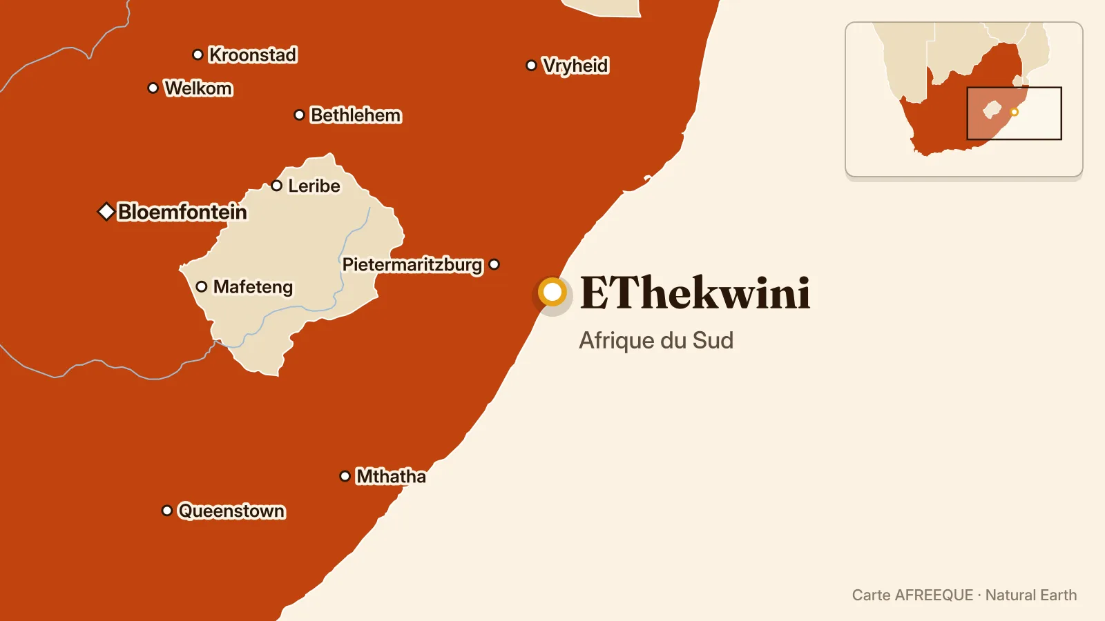 Carte : EThekwini, Afrique du Sud