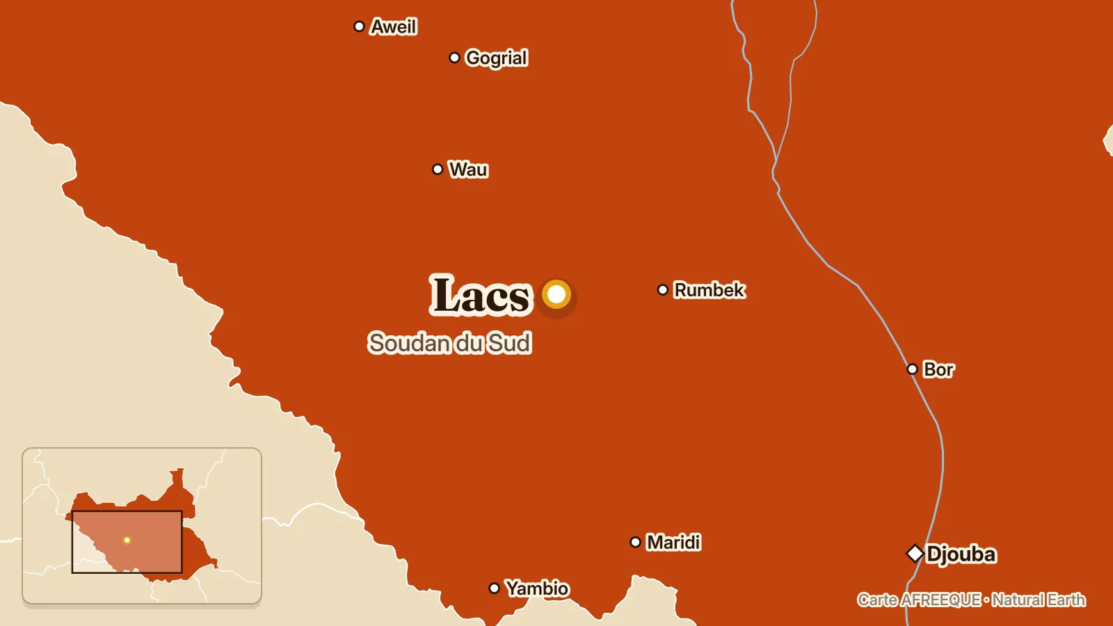 Carte : Lacs, Soudan du Sud