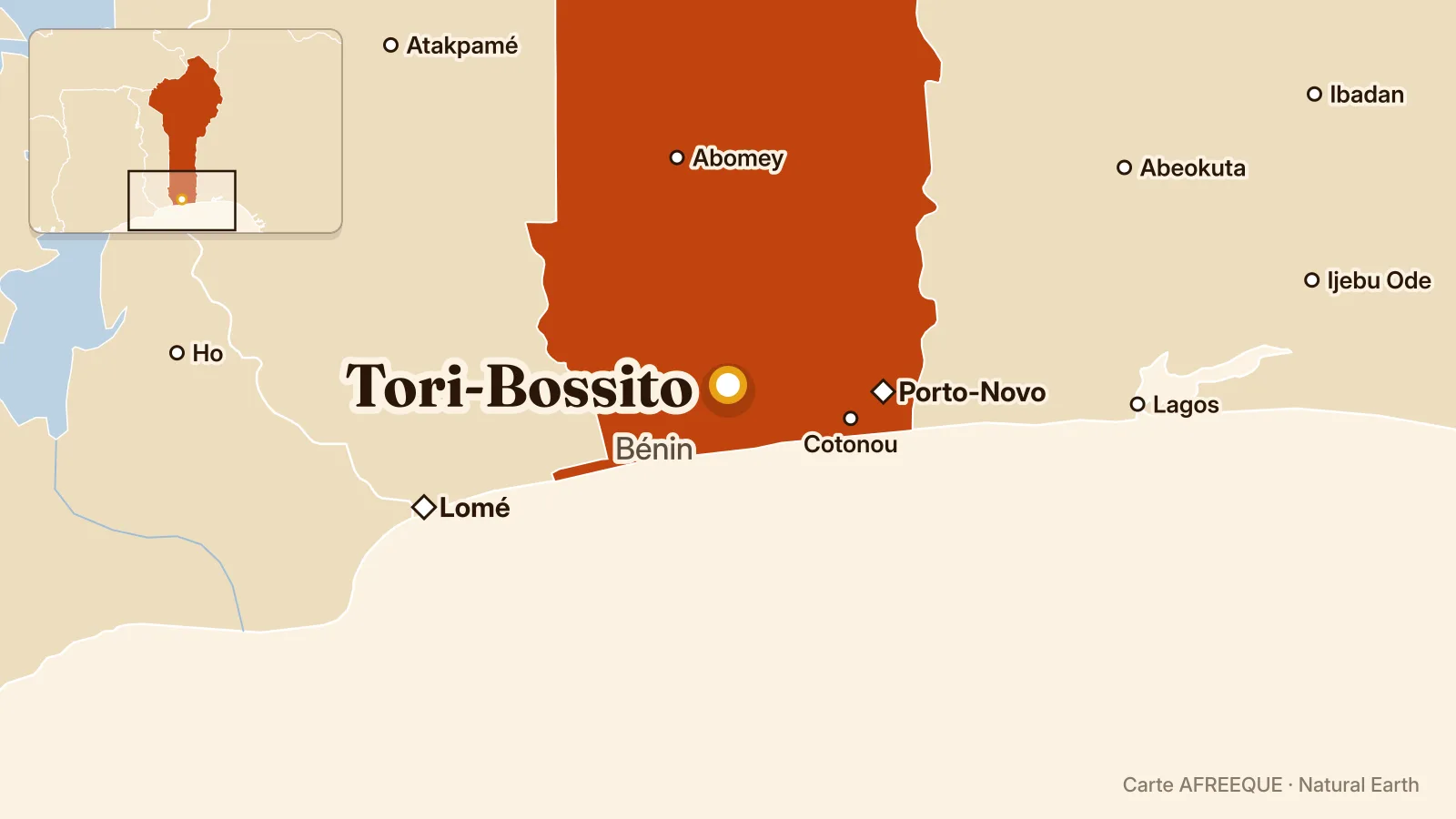 Carte : Tori-Bossito, Bénin