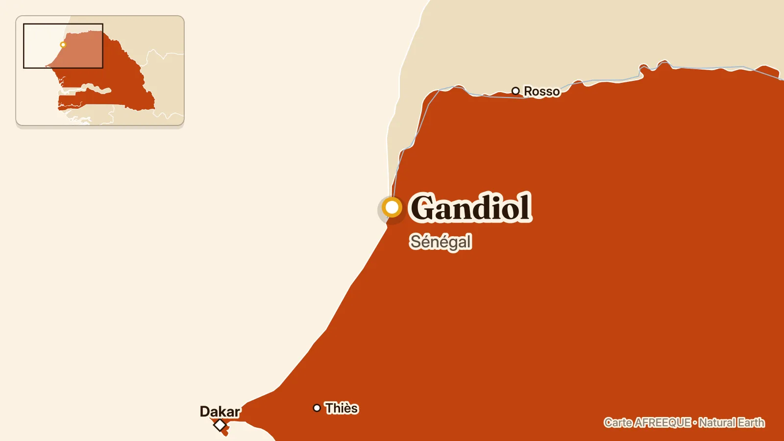 Carte : Gandiol, Sénégal