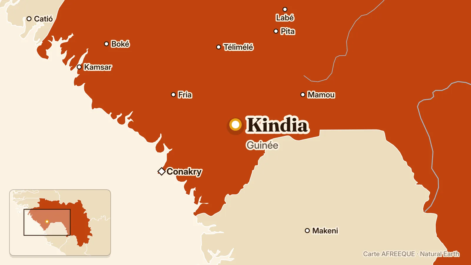Carte : Kindia, Guinée