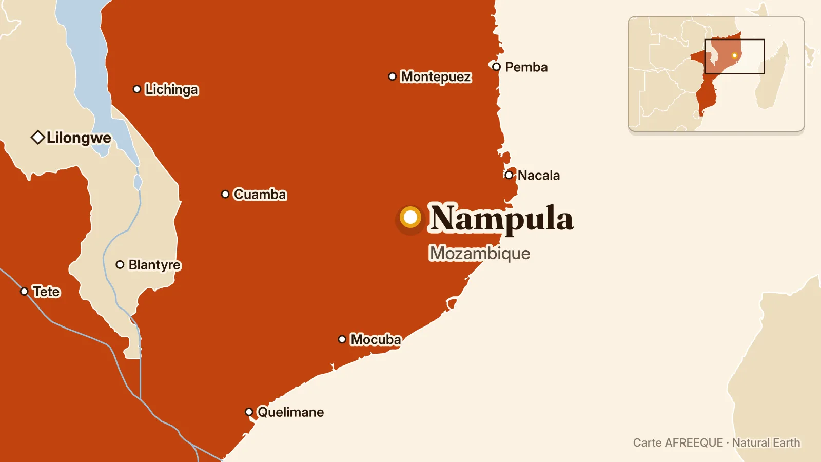 Carte : Nampula, Mozambique