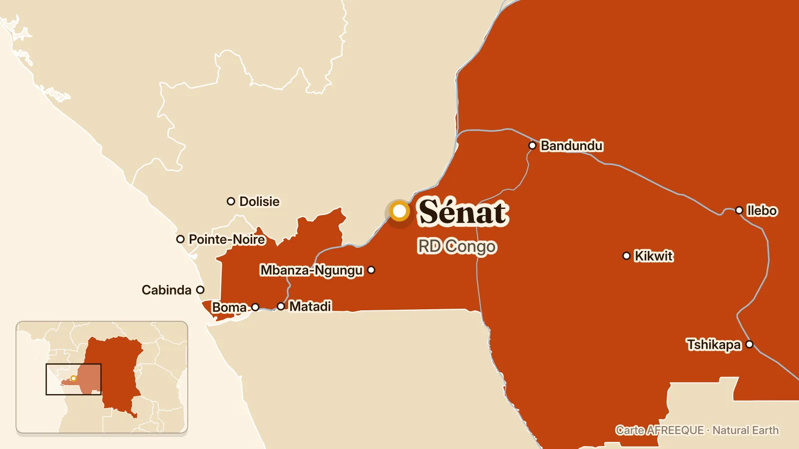 Carte : Sénat, RD Congo