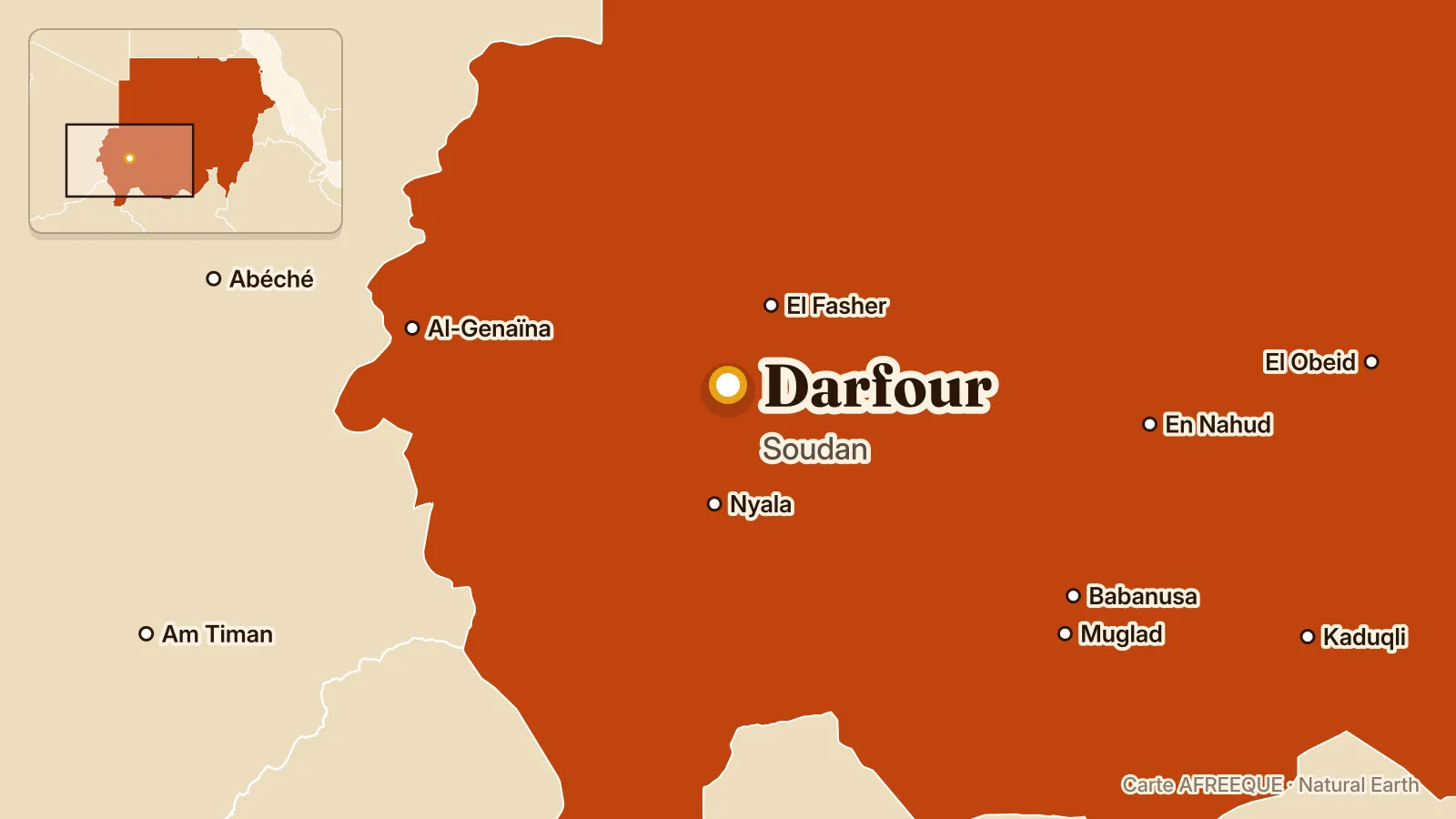 Carte : Darfour, Soudan