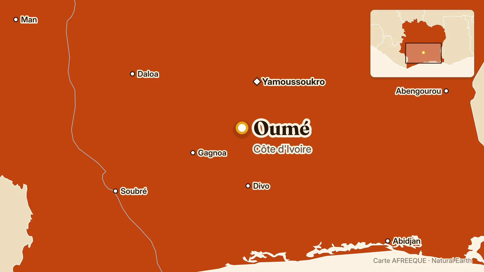 Carte : Oumé, Côte d'Ivoire