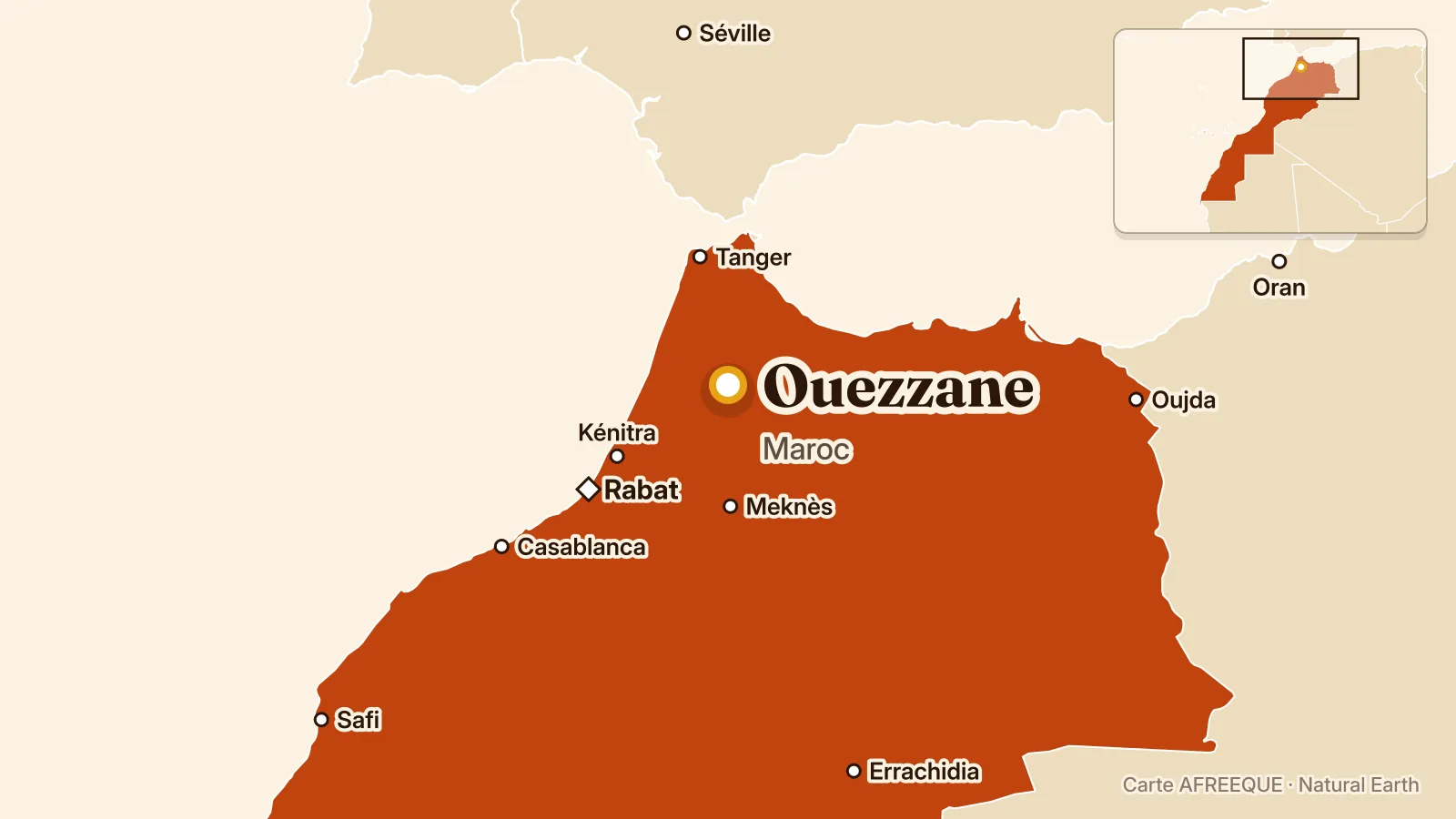 Carte : Ouezzane, Maroc