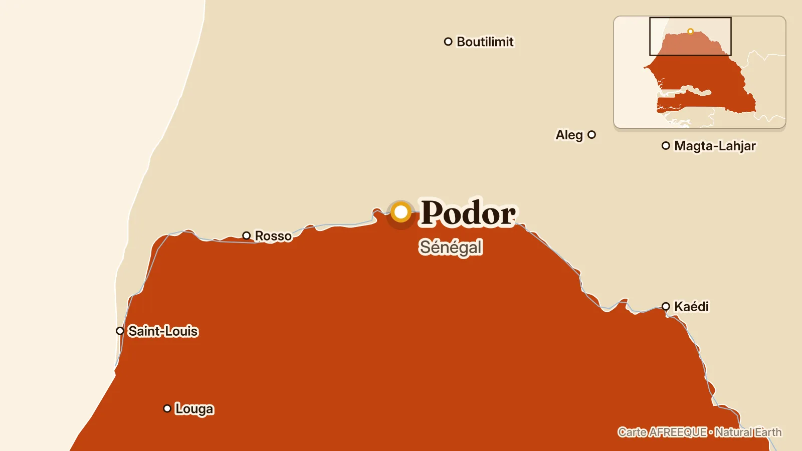 Carte : Podor, Sénégal