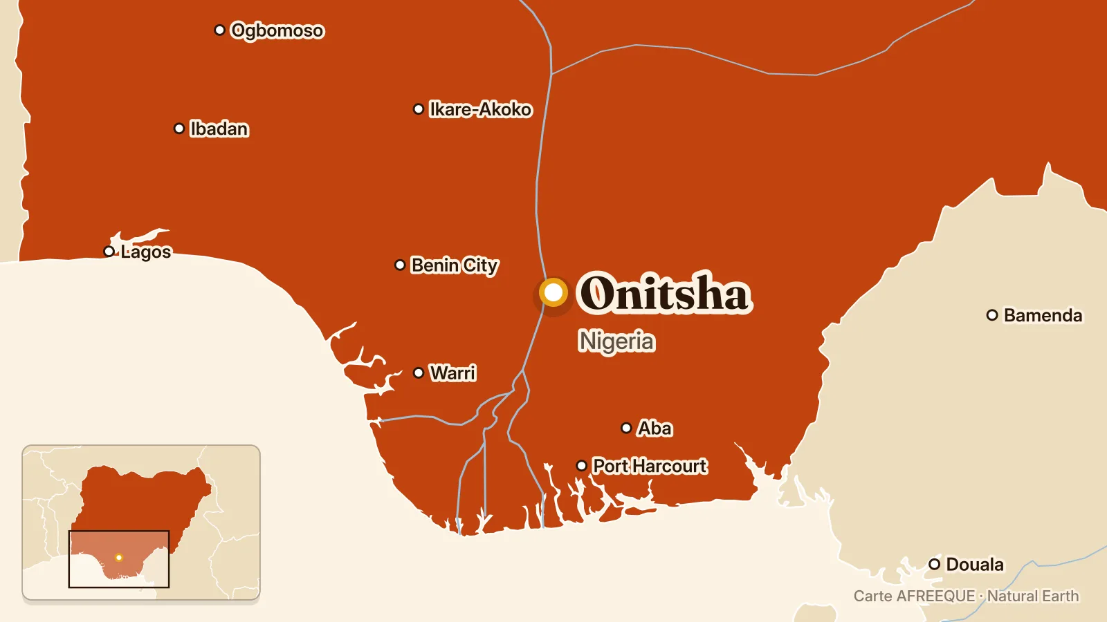 Carte : Onitsha, Nigeria