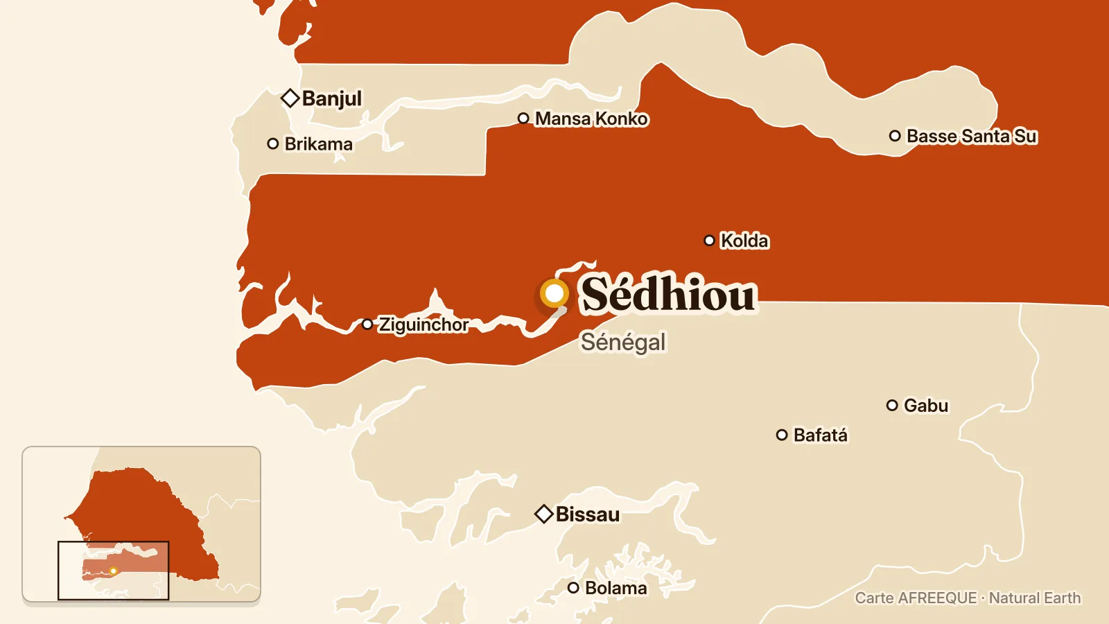 Carte : Sédhiou, Sénégal