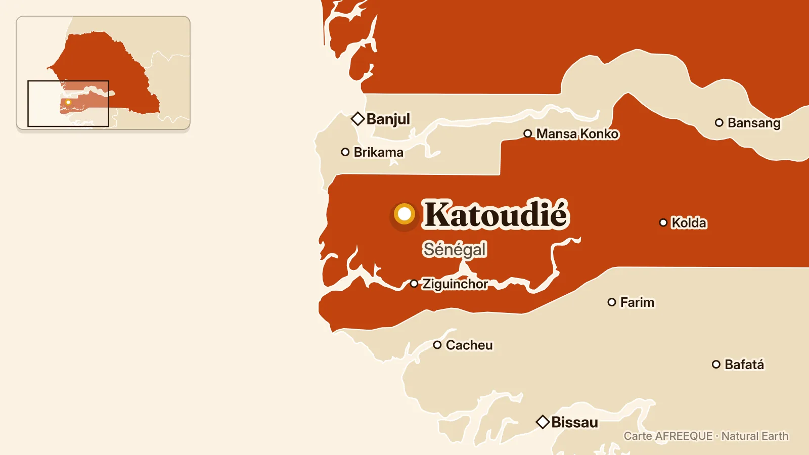 Carte : Katoudié, Sénégal