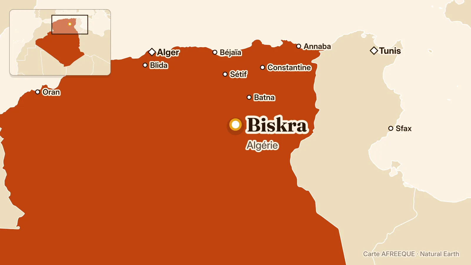 Carte : Biskra, Algérie