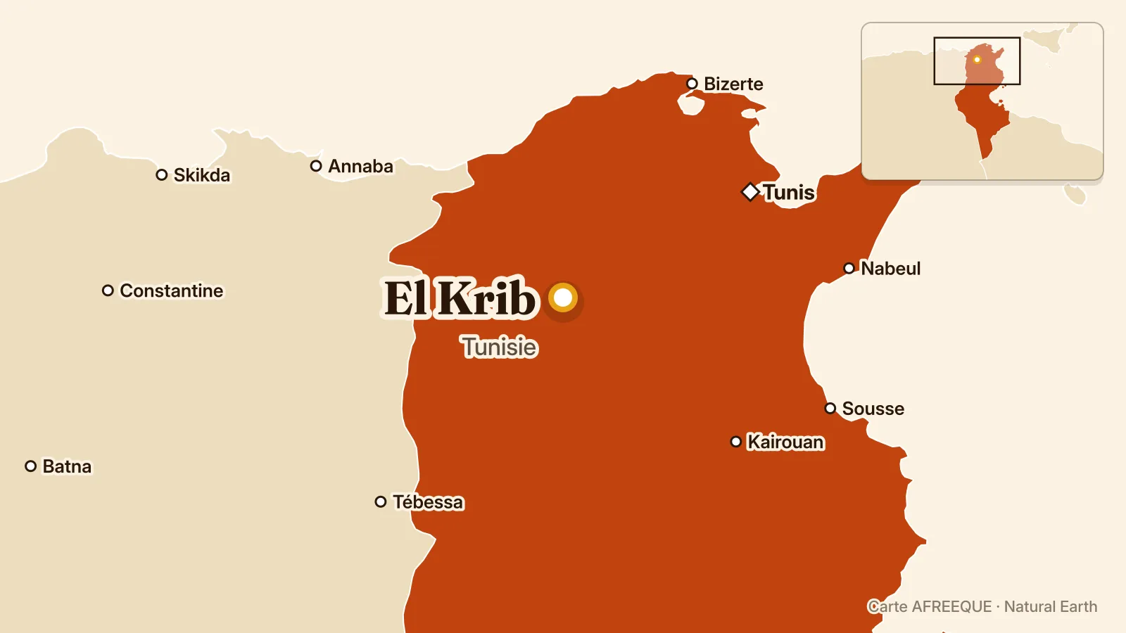 Carte : El Krib, Tunisie