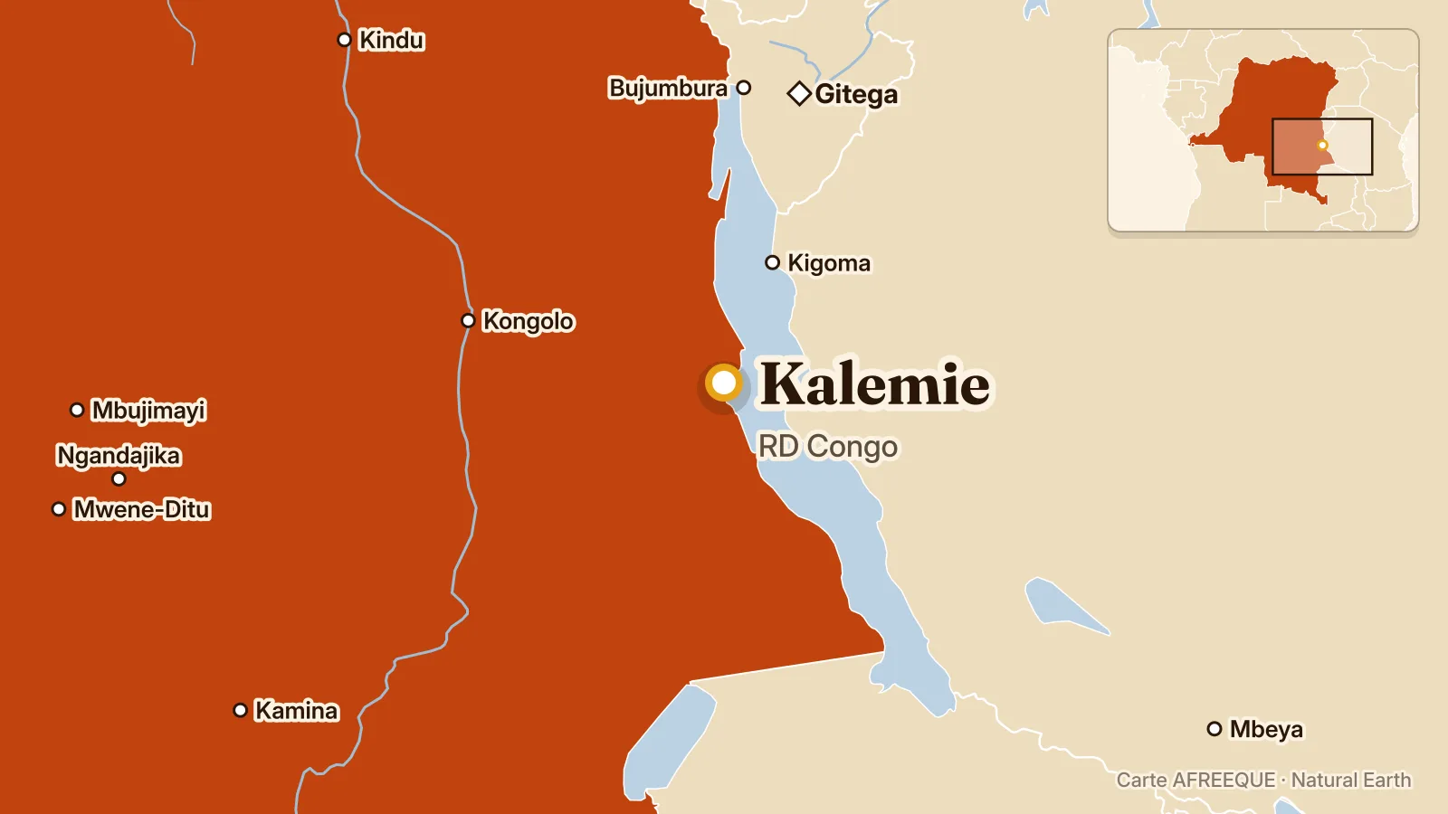 Carte : Kalemie, RD Congo