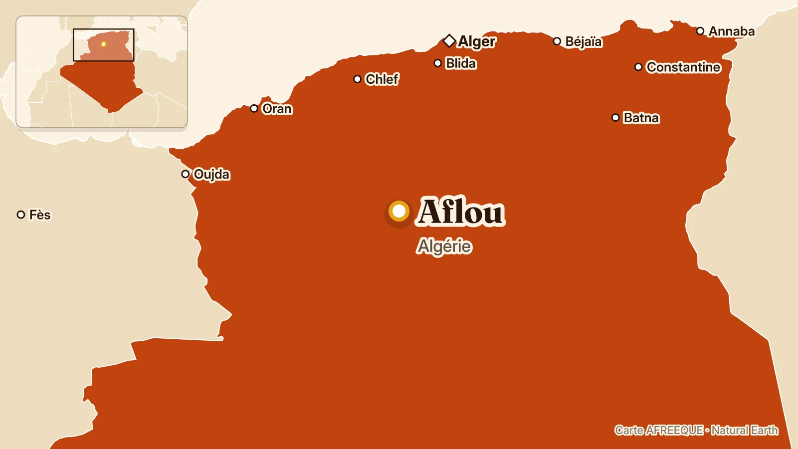 Carte : Aflou, Algérie