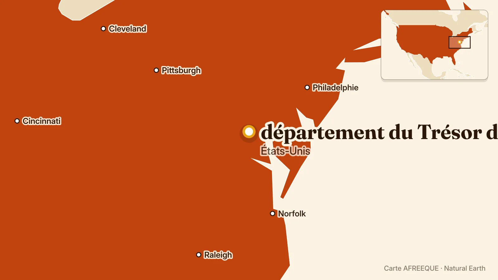Carte : département du Trésor des États-Unis, États-Unis
